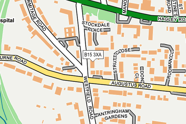 B15 3XA map - OS OpenMap – Local (Ordnance Survey)