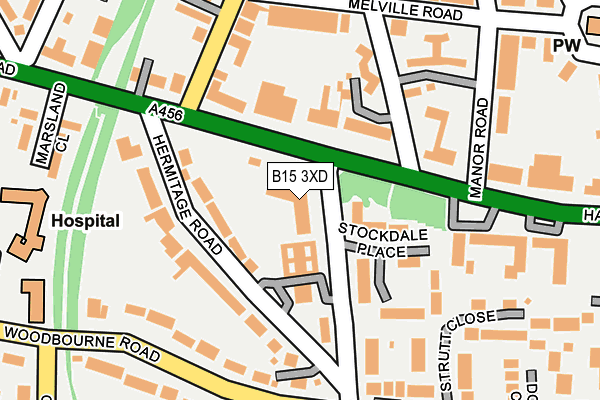 B15 3XD map - OS OpenMap – Local (Ordnance Survey)