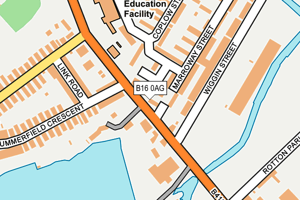 B16 0AG map - OS OpenMap – Local (Ordnance Survey)