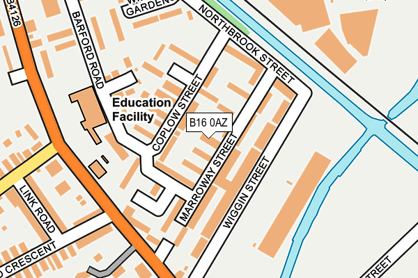 B16 0AZ map - OS OpenMap – Local (Ordnance Survey)