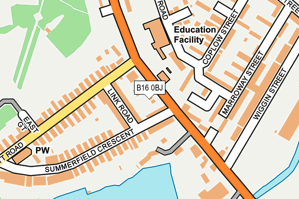 B16 0BJ map - OS OpenMap – Local (Ordnance Survey)