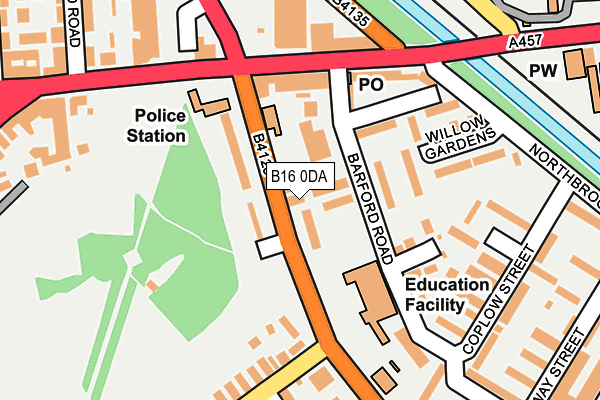 B16 0DA map - OS OpenMap – Local (Ordnance Survey)