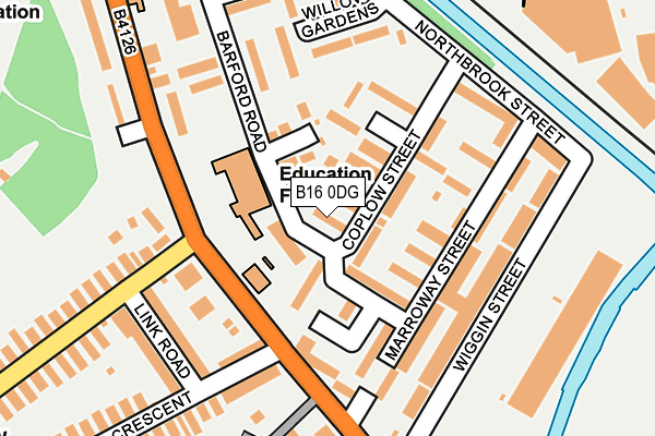 B16 0DG map - OS OpenMap – Local (Ordnance Survey)