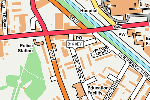 B16 0DY map - OS OpenMap – Local (Ordnance Survey)