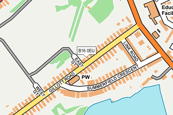 B16 0EU map - OS OpenMap – Local (Ordnance Survey)
