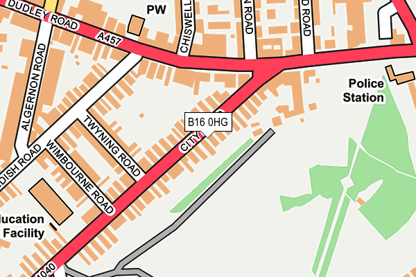 B16 0HG map - OS OpenMap – Local (Ordnance Survey)
