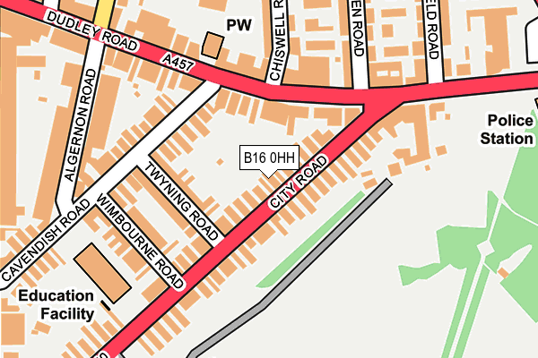 B16 0HH map - OS OpenMap – Local (Ordnance Survey)