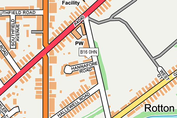 B16 0HN map - OS OpenMap – Local (Ordnance Survey)