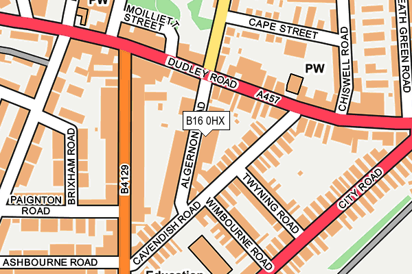 B16 0HX map - OS OpenMap – Local (Ordnance Survey)