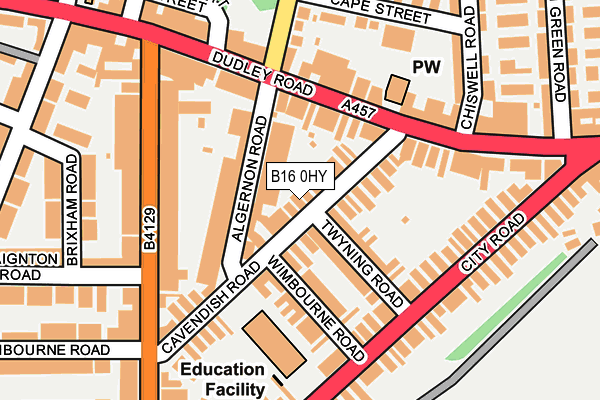 B16 0HY map - OS OpenMap – Local (Ordnance Survey)