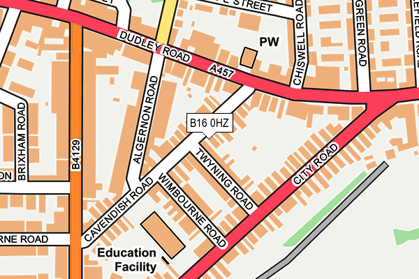 B16 0HZ map - OS OpenMap – Local (Ordnance Survey)