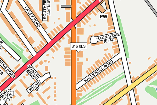 B16 0LS map - OS OpenMap – Local (Ordnance Survey)