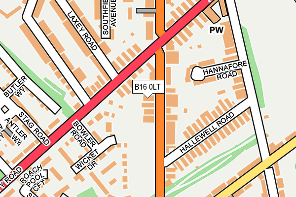 B16 0LT map - OS OpenMap – Local (Ordnance Survey)