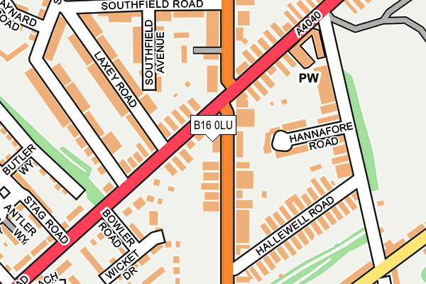 B16 0LU map - OS OpenMap – Local (Ordnance Survey)