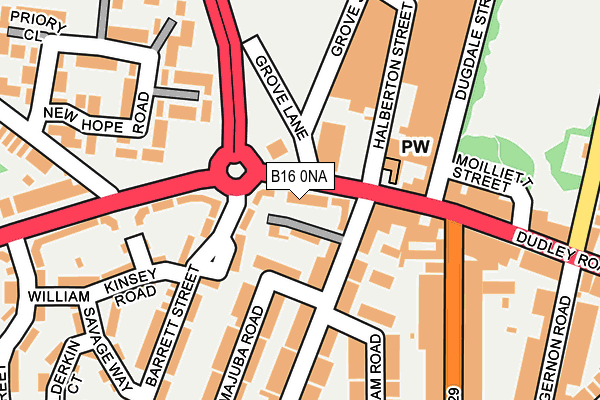 B16 0NA map - OS OpenMap – Local (Ordnance Survey)