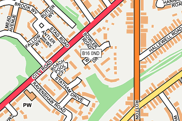 B16 0ND map - OS OpenMap – Local (Ordnance Survey)