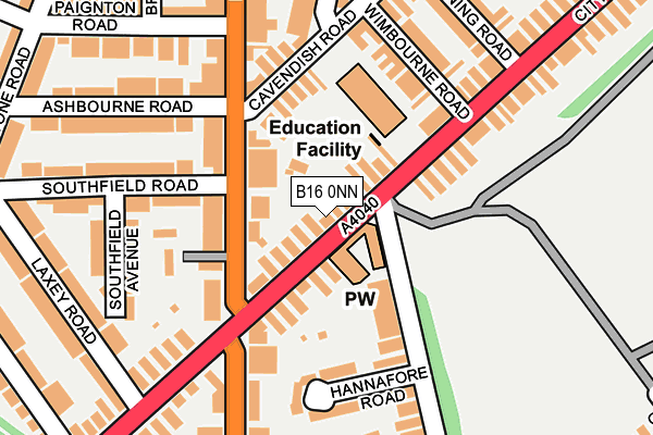 B16 0NN map - OS OpenMap – Local (Ordnance Survey)