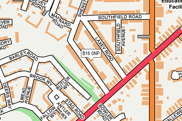 B16 0NP map - OS OpenMap – Local (Ordnance Survey)