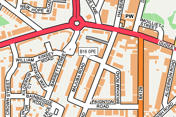 B16 0PE map - OS OpenMap – Local (Ordnance Survey)