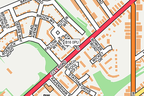 B16 0PU map - OS OpenMap – Local (Ordnance Survey)