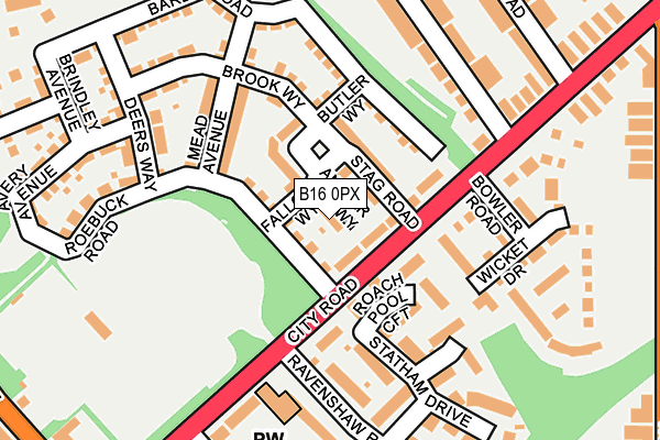 B16 0PX map - OS OpenMap – Local (Ordnance Survey)