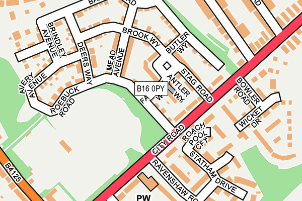 B16 0PY map - OS OpenMap – Local (Ordnance Survey)