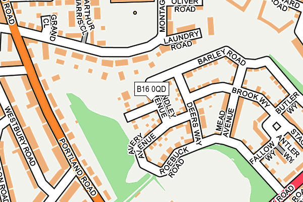 B16 0QD map - OS OpenMap – Local (Ordnance Survey)