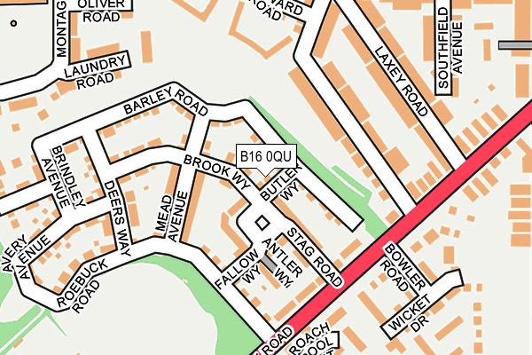 B16 0QU map - OS OpenMap – Local (Ordnance Survey)