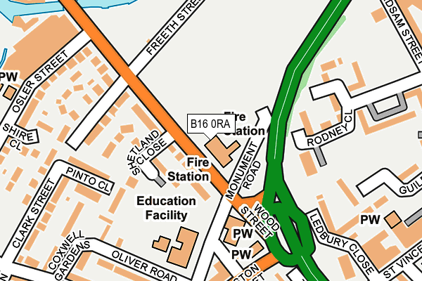 B16 0RA map - OS OpenMap – Local (Ordnance Survey)