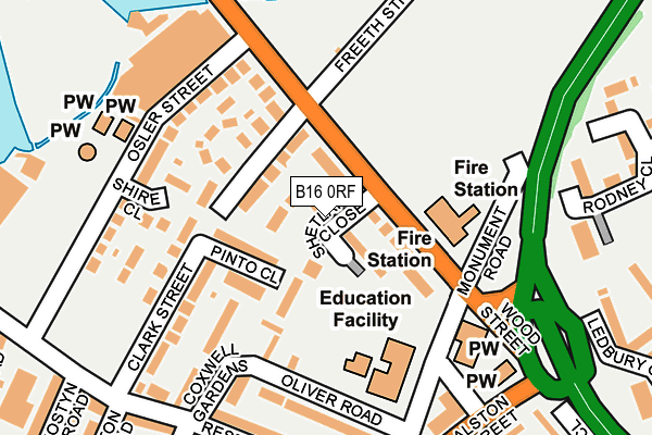 B16 0RF map - OS OpenMap – Local (Ordnance Survey)