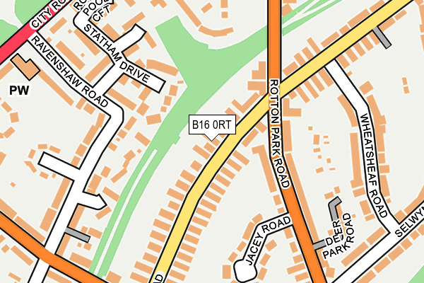 B16 0RT map - OS OpenMap – Local (Ordnance Survey)