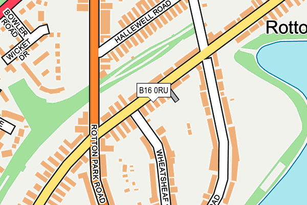 B16 0RU map - OS OpenMap – Local (Ordnance Survey)