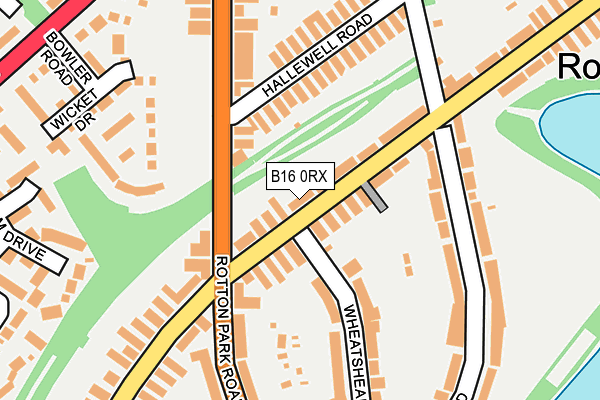 B16 0RX map - OS OpenMap – Local (Ordnance Survey)