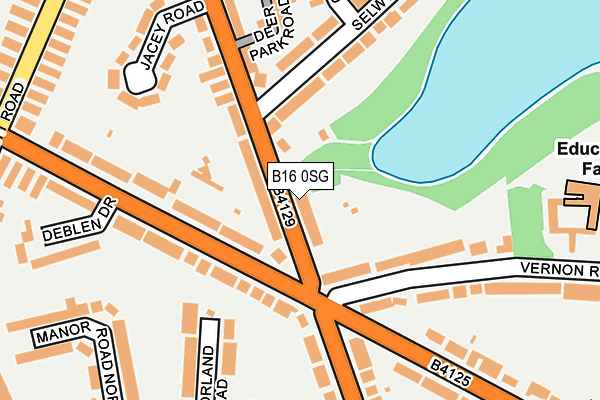 B16 0SG map - OS OpenMap – Local (Ordnance Survey)