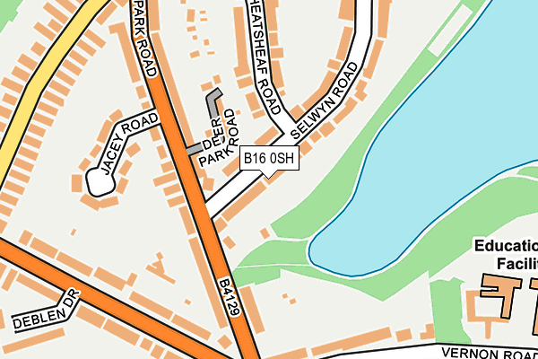 B16 0SH map - OS OpenMap – Local (Ordnance Survey)