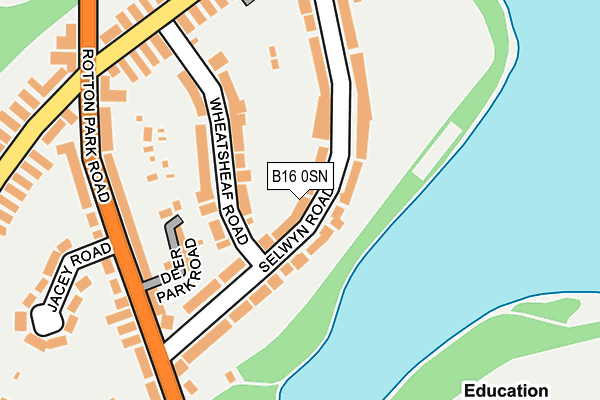 B16 0SN map - OS OpenMap – Local (Ordnance Survey)