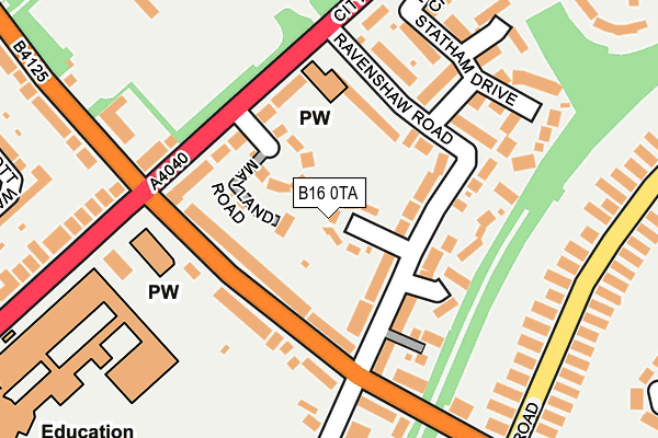 B16 0TA map - OS OpenMap – Local (Ordnance Survey)