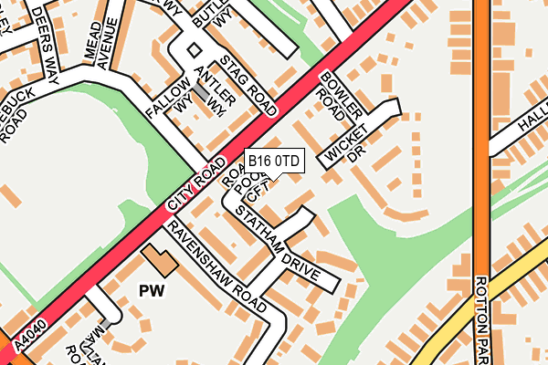 B16 0TD map - OS OpenMap – Local (Ordnance Survey)