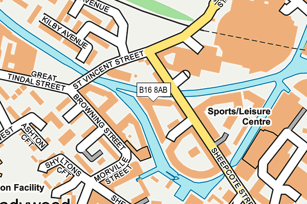 B16 8AB map - OS OpenMap – Local (Ordnance Survey)