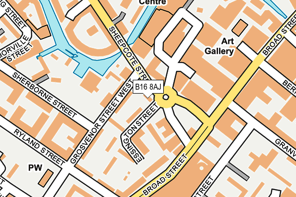 B16 8AJ map - OS OpenMap – Local (Ordnance Survey)