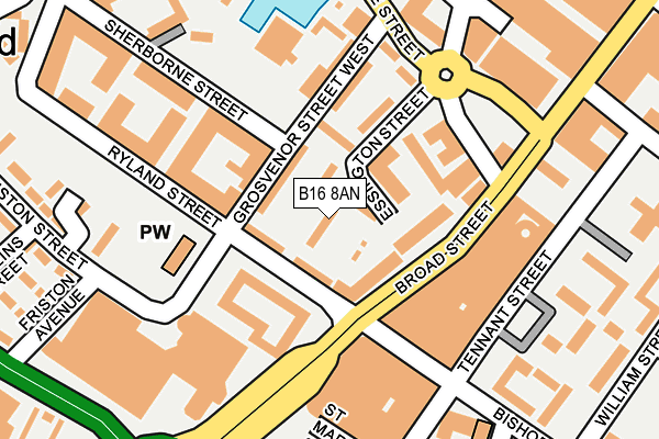 B16 8AN map - OS OpenMap – Local (Ordnance Survey)