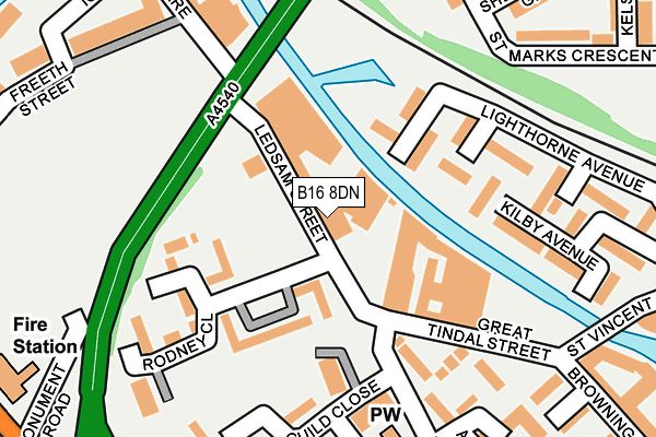 B16 8DN map - OS OpenMap – Local (Ordnance Survey)