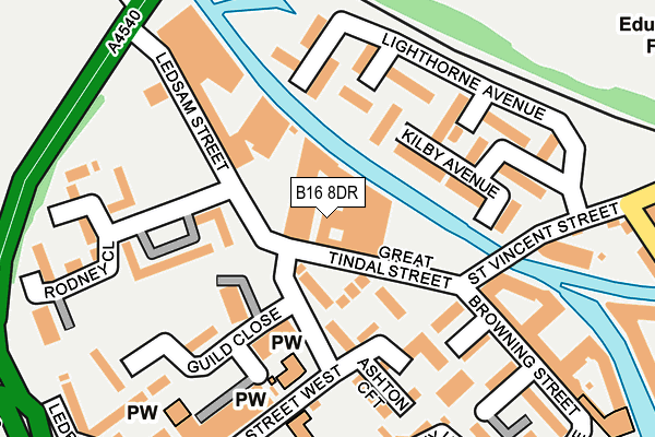 B16 8DR map - OS OpenMap – Local (Ordnance Survey)