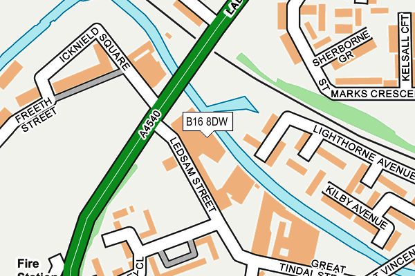 B16 8DW map - OS OpenMap – Local (Ordnance Survey)