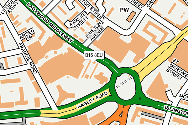 B16 8EU map - OS OpenMap – Local (Ordnance Survey)