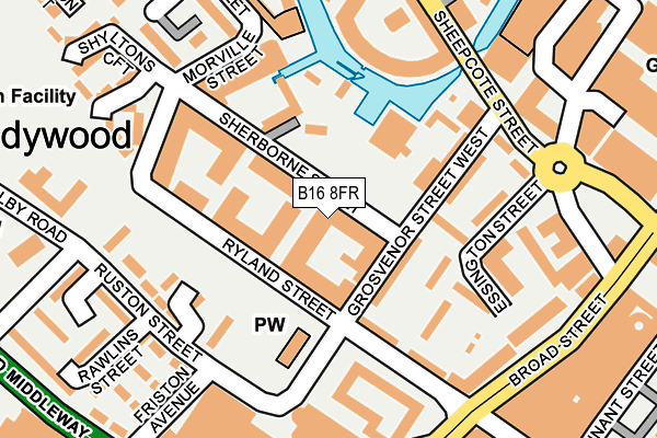 B16 8FR map - OS OpenMap – Local (Ordnance Survey)