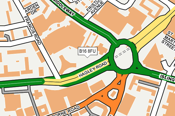 B16 8FU map - OS OpenMap – Local (Ordnance Survey)