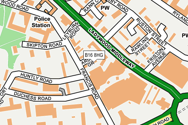 B16 8HG map - OS OpenMap – Local (Ordnance Survey)