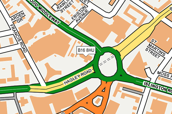 B16 8HU map - OS OpenMap – Local (Ordnance Survey)