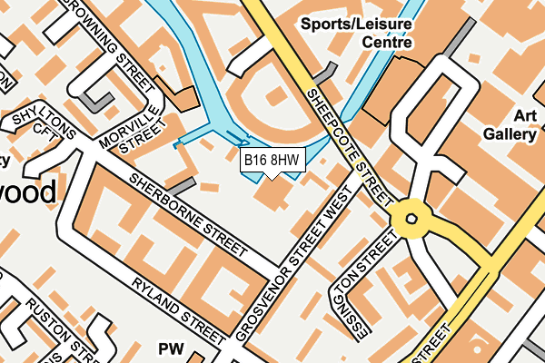 B16 8HW map - OS OpenMap – Local (Ordnance Survey)